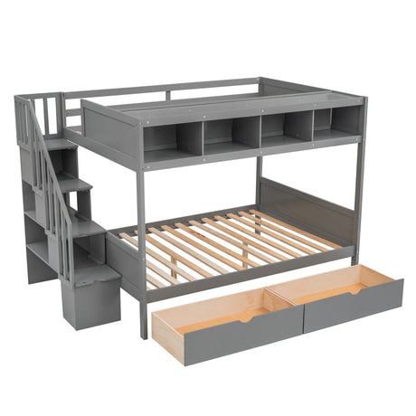 Twin Over Full Storage Staircase Bunk Bed - Zenvia - Sleep Galleria