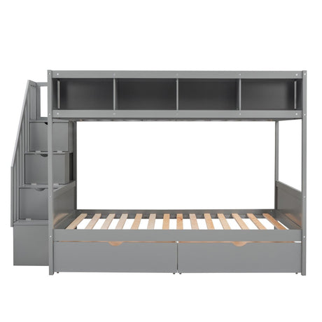 Twin Over Full Storage Staircase Bunk Bed - Zenvia - Sleep Galleria