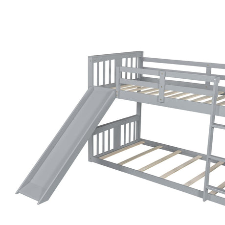 Twin Over Twin Pine Wood Bunk Bed With Slide Ladder - Zenvia - Sleep Galleria