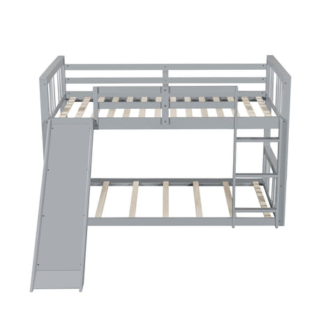Twin Over Twin Pine Wood Bunk Bed With Slide Ladder - Zenvia - Sleep Galleria