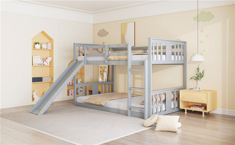 Twin Over Twin Pine Wood Bunk Bed With Slide Ladder - Zenvia - Sleep Galleria