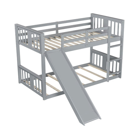 Twin Over Twin Pine Wood Bunk Bed With Slide Ladder - Zenvia - Sleep Galleria