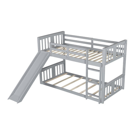 Twin Over Twin Pine Wood Bunk Bed With Slide Ladder - Zenvia - Sleep Galleria