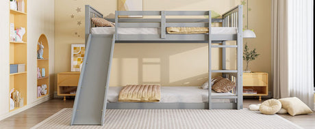 Twin Over Twin Pine Wood Bunk Bed With Slide Ladder - Zenvia - Sleep Galleria