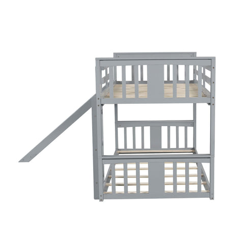Twin Over Twin Pine Wood Bunk Bed With Slide Ladder - Zenvia - Sleep Galleria