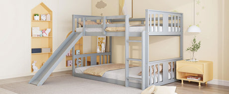 Twin Over Twin Pine Wood Bunk Bed With Slide Ladder - Zenvia - Sleep Galleria