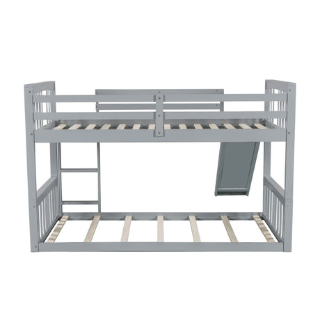 Twin Over Twin Pine Wood Bunk Bed With Slide Ladder - Zenvia - Sleep Galleria