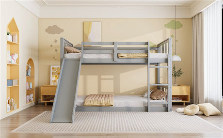 Twin Over Twin Pine Wood Bunk Bed With Slide Ladder - Zenvia - Sleep Galleria
