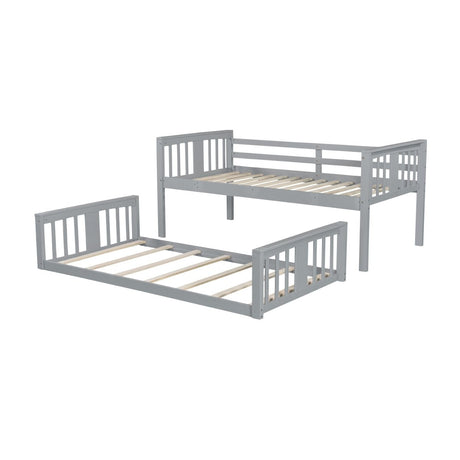 Twin Over Twin Pine Wood Bunk Bed With Slide Ladder - Zenvia - Sleep Galleria
