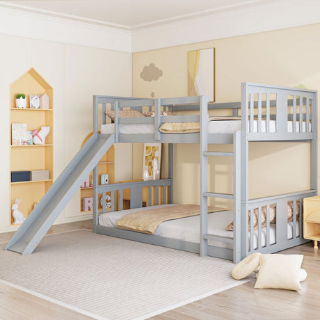 Twin Over Twin Pine Wood Bunk Bed With Slide Ladder - Zenvia - Sleep Galleria