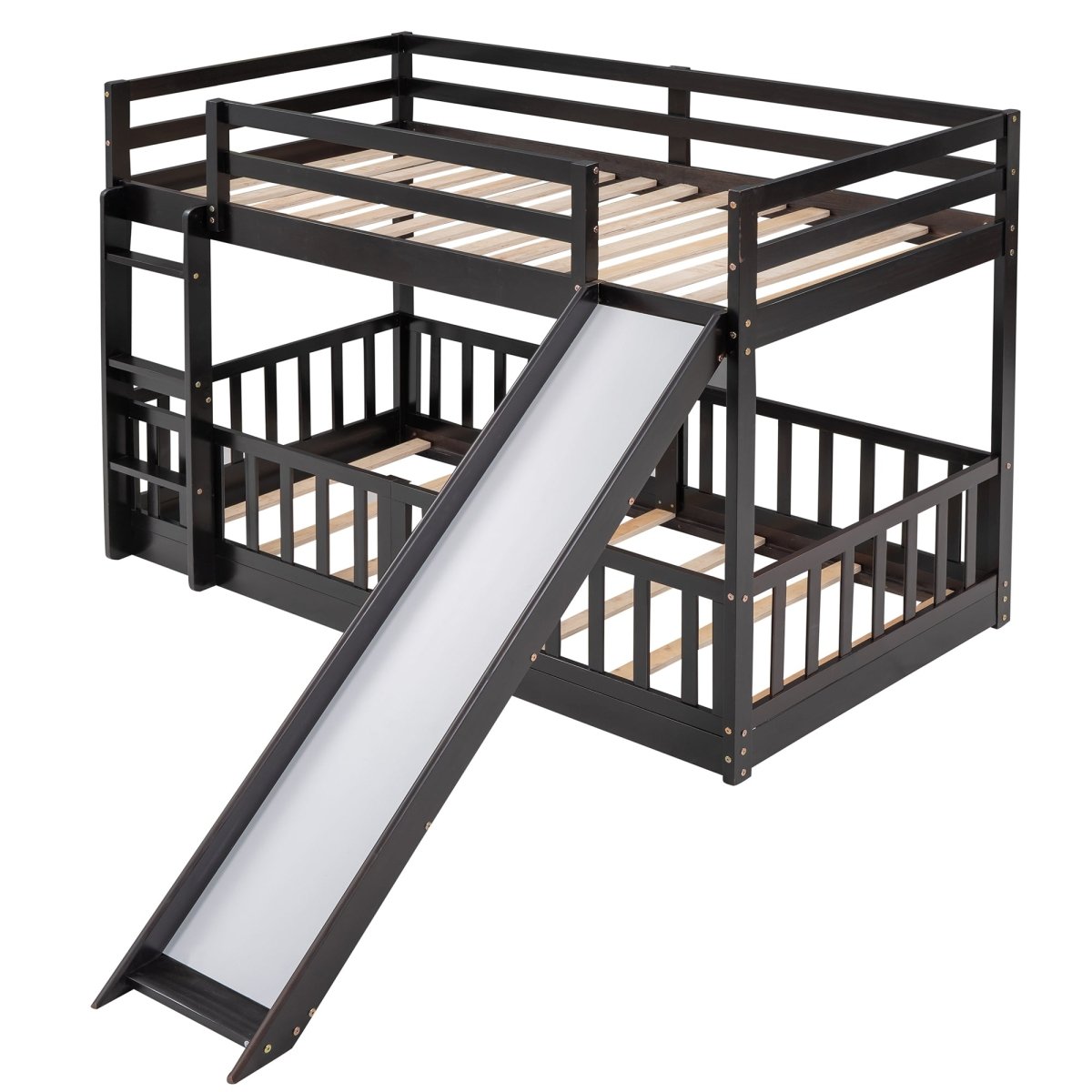 Twin Over Twin Solid Wood Bunk Bed With Slide Ladder - Zenvia - Sleep Galleria
