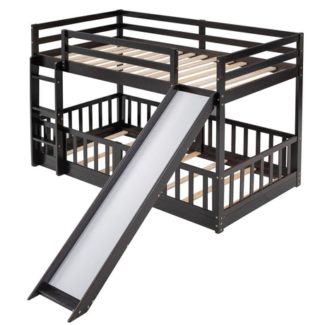 Twin Over Twin Solid Wood Bunk Bed With Slide Ladder - Zenvia - Sleep Galleria
