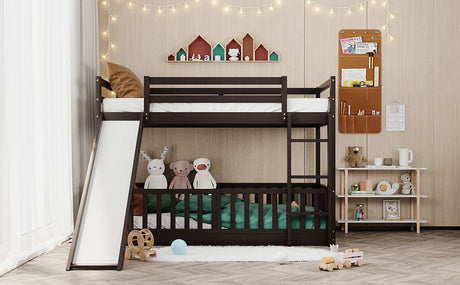 Twin Over Twin Solid Wood Bunk Bed With Slide Ladder - Zenvia - Sleep Galleria