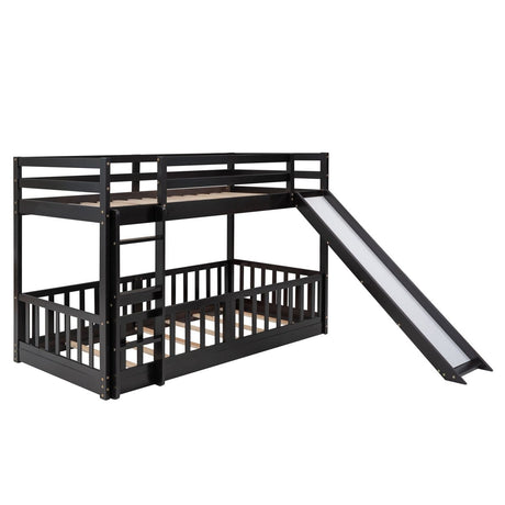 Twin Over Twin Solid Wood Bunk Bed With Slide Ladder - Zenvia - Sleep Galleria