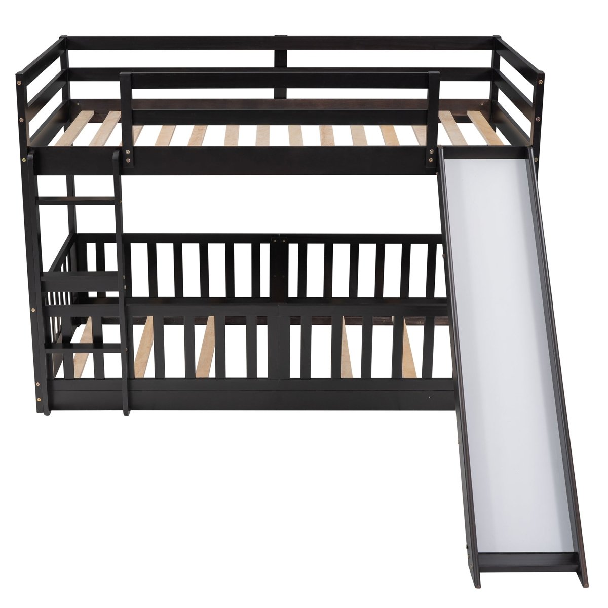 Twin Over Twin Solid Wood Bunk Bed With Slide Ladder - Zenvia - Sleep Galleria