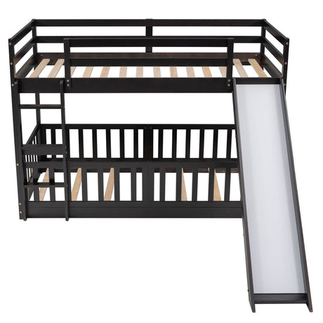 Twin Over Twin Solid Wood Bunk Bed With Slide Ladder - Zenvia - Sleep Galleria