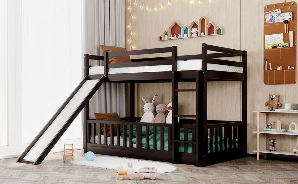 Twin Over Twin Solid Wood Bunk Bed With Slide Ladder - Zenvia - Sleep Galleria
