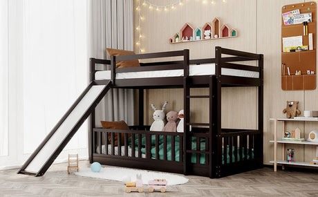 Twin Over Twin Solid Wood Bunk Bed With Slide Ladder - Zenvia - Sleep Galleria