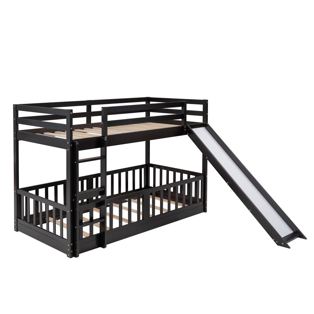 Twin Over Twin Solid Wood Bunk Bed With Slide Ladder - Zenvia - Sleep Galleria
