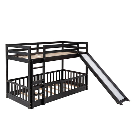 Twin Over Twin Solid Wood Bunk Bed With Slide Ladder - Zenvia - Sleep Galleria