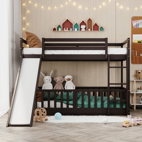 Twin Over Twin Solid Wood Bunk Bed With Slide Ladder - Zenvia - Sleep Galleria