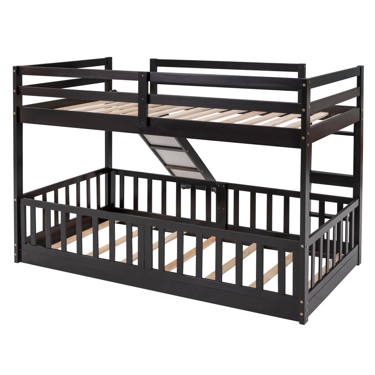 Twin Over Twin Solid Wood Bunk Bed With Slide Ladder - Zenvia - Sleep Galleria