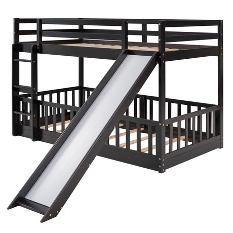 Twin Over Twin Solid Wood Bunk Bed With Slide Ladder - Zenvia - Sleep Galleria