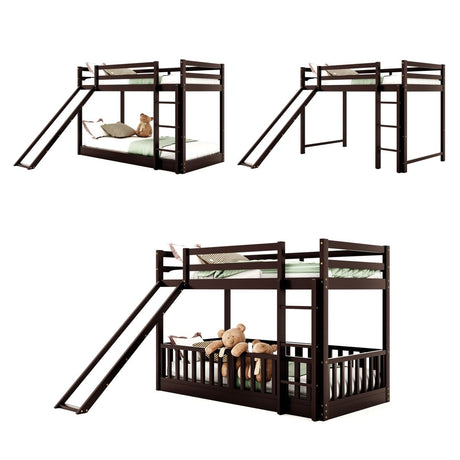 Twin Over Twin Solid Wood Bunk Bed With Slide Ladder - Zenvia - Sleep Galleria