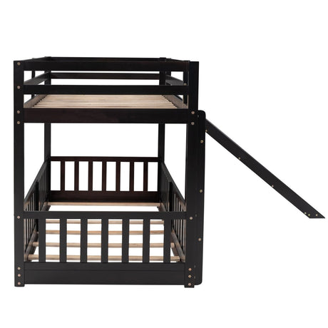 Twin Over Twin Solid Wood Bunk Bed With Slide Ladder - Zenvia - Sleep Galleria
