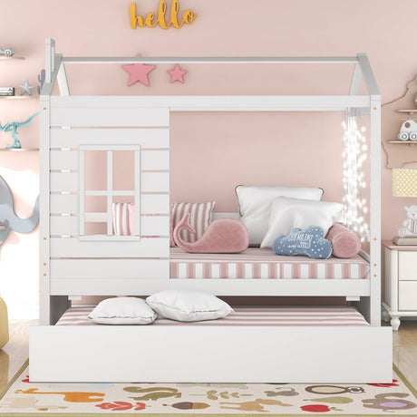 Twin Solid Wood House Bed With Trundle - Zenvia - Sleep Galleria