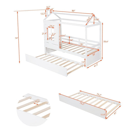 Twin Solid Wood House Bed With Trundle - Zenvia - Sleep Galleria