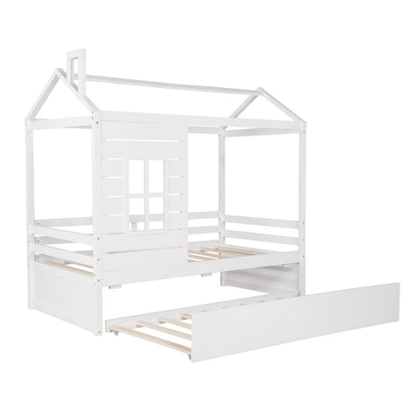 Twin Solid Wood House Bed With Trundle - Zenvia - Sleep Galleria