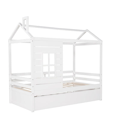 Twin Solid Wood House Bed With Trundle - Zenvia - Sleep Galleria