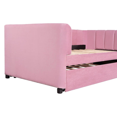 Twin Velvet Upholstered Daybed With Ergonomic Backrest And Trundle - Zenvia - Sleep Galleria