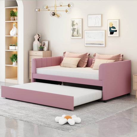 Twin Velvet Upholstered Daybed With Ergonomic Backrest And Trundle - Zenvia - Sleep Galleria
