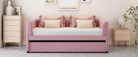 Twin Velvet Upholstered Daybed With Ergonomic Backrest And Trundle - Zenvia - Sleep Galleria