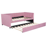 Twin Velvet Upholstered Daybed With Ergonomic Backrest And Trundle - Sleep Galleria
