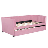 Twin Velvet Upholstered Daybed With Ergonomic Backrest And Trundle - Sleep Galleria