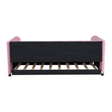 Twin Velvet Upholstered Daybed With Ergonomic Backrest And Trundle - Sleep Galleria