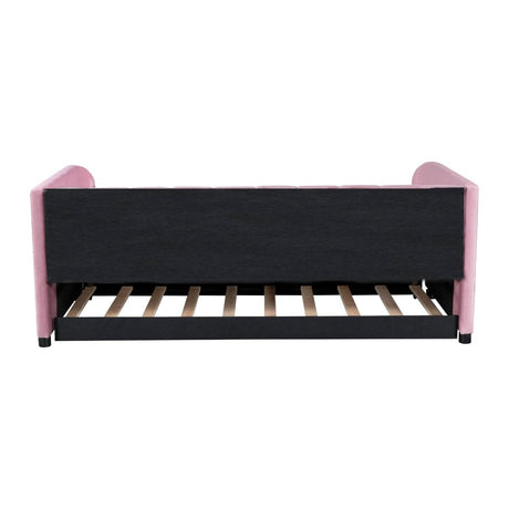 Twin Velvet Upholstered Daybed With Ergonomic Backrest And Trundle - Zenvia - Sleep Galleria