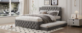 Upholstered Linen Platform Bed With Twin Trundle And USB Ports - Zenvia - Sleep Galleria