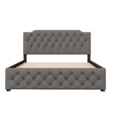 Upholstered Linen Platform Bed With Twin Trundle And USB Ports - Zenvia - Sleep Galleria