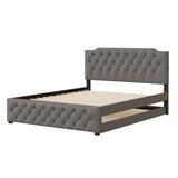 Upholstered Linen Platform Bed With Twin Trundle And USB Ports - Zenvia - Sleep Galleria