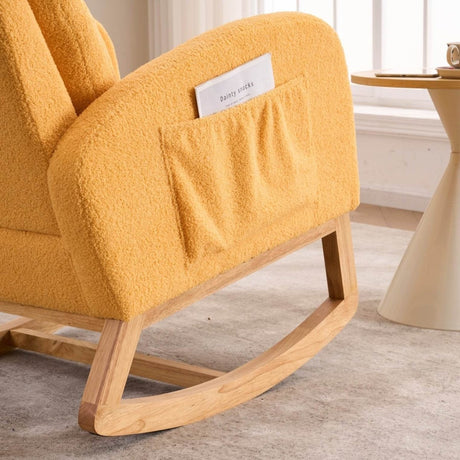 Upholstered Yellow Rocking Chair With Footrest - Zenvia - Sleep Galleria