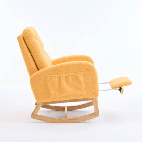 Upholstered Yellow Rocking Chair With Footrest - Zenvia - Sleep Galleria
