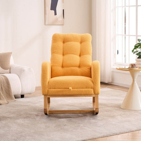 Upholstered Yellow Rocking Chair With Footrest - Zenvia - Sleep Galleria