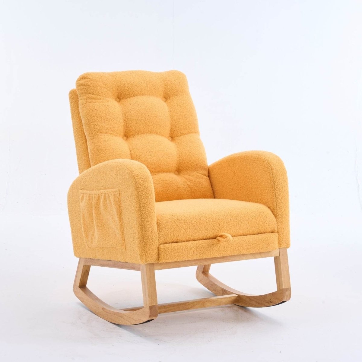 Upholstered Yellow Rocking Chair With Footrest - Sleep Galleria