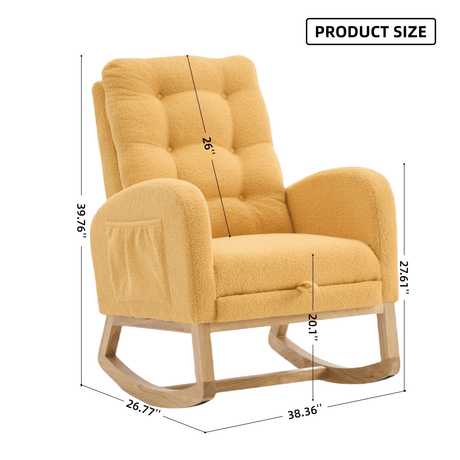 Upholstered Yellow Rocking Chair With Footrest - Zenvia - Sleep Galleria
