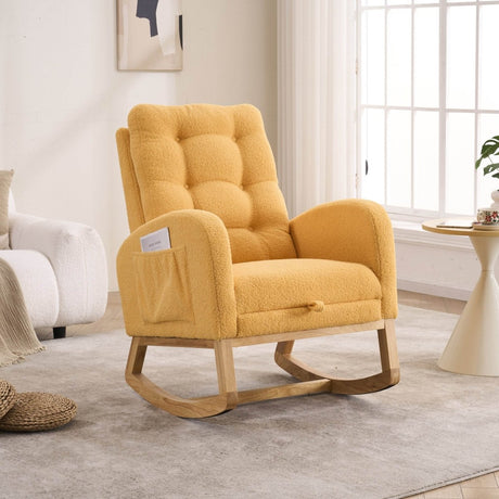 Upholstered Yellow Rocking Chair With Footrest - Zenvia - Sleep Galleria