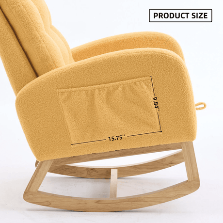 Upholstered Yellow Rocking Chair With Footrest - Zenvia - Sleep Galleria